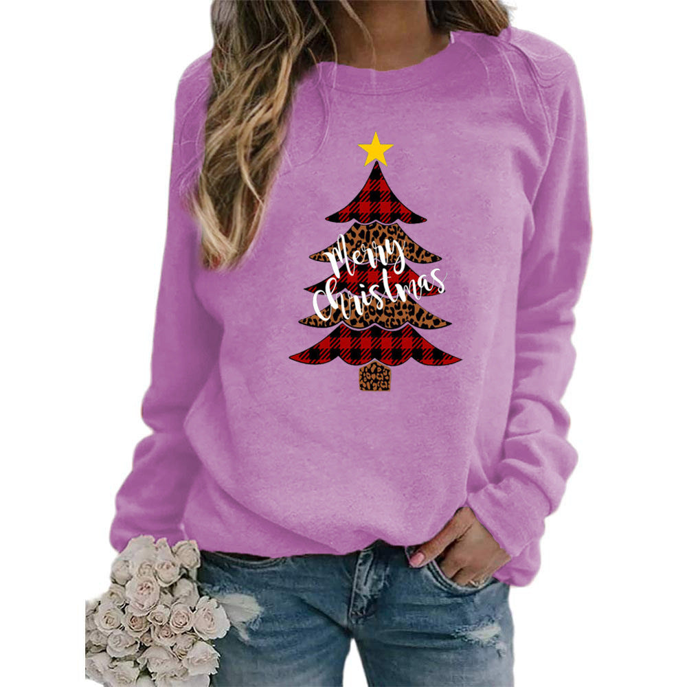 Christmas tree Merry Christmas pattern printed crew neck sweater European and American autumn and winter