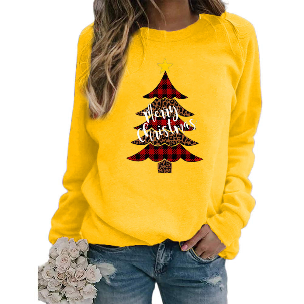 Christmas tree Merry Christmas pattern printed crew neck sweater European and American autumn and winter