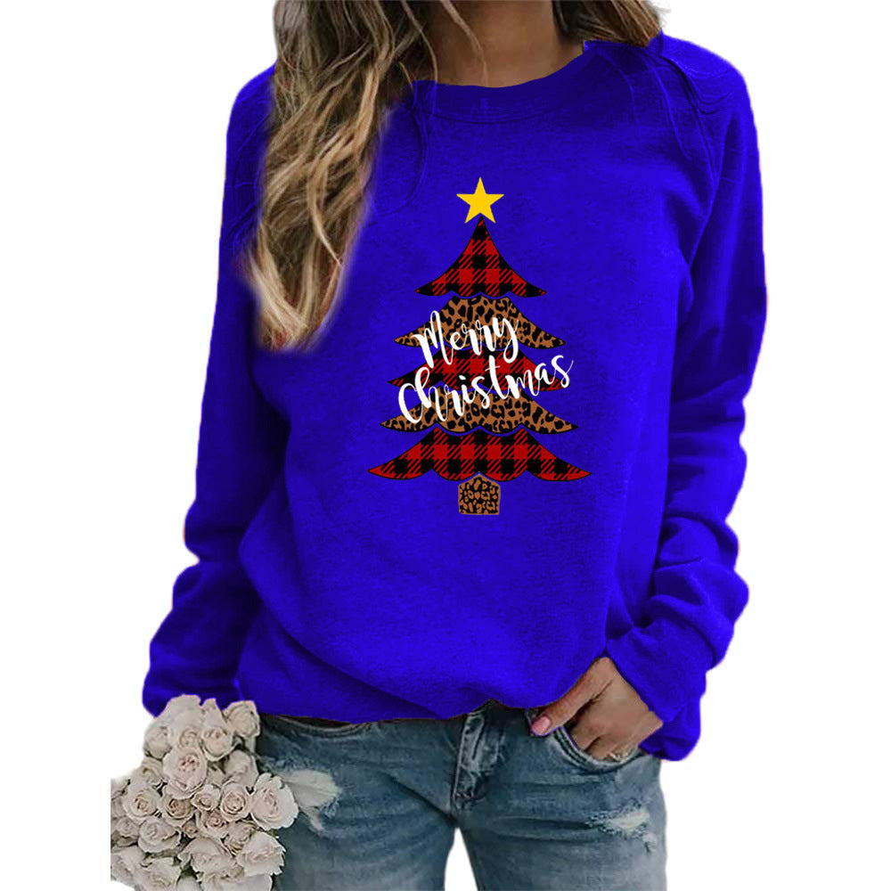 Christmas tree Merry Christmas pattern printed crew neck sweater European and American autumn and winter