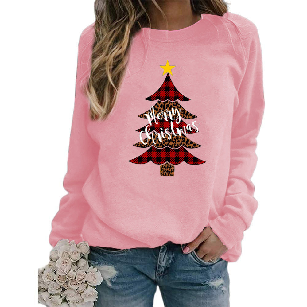 Christmas tree Merry Christmas pattern printed crew neck sweater European and American autumn and winter
