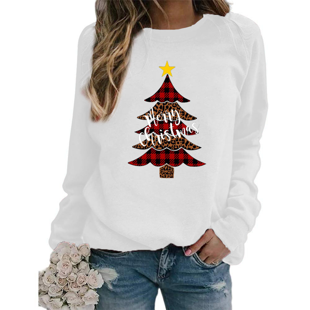 Christmas tree Merry Christmas pattern printed crew neck sweater European and American autumn and winter