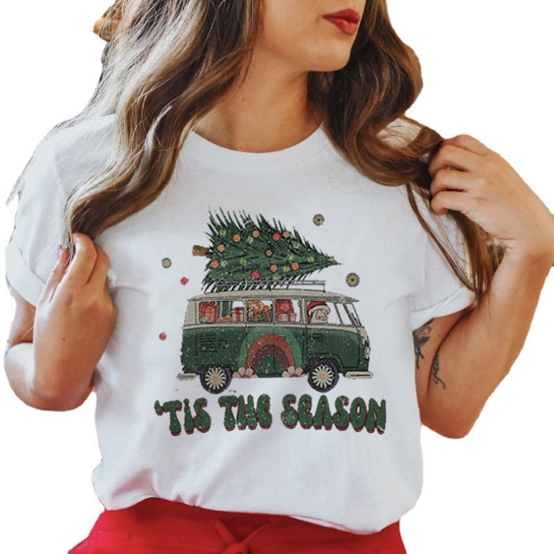 Women's New Product Merry Christmas Christmas Theme Christmas Tree plus size Trendy Top T-Shirt Women