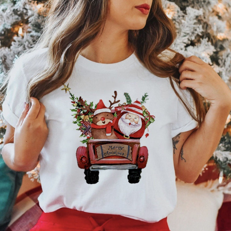 Women's New Product Merry Christmas Christmas Theme Christmas Tree plus size Trendy Top T-Shirt Women