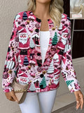 Independent Station Amazon New Long Sleeve Printed Small Jacket Aliexpress Autumn and Winter Christmas Sweater Retro Round Neck Cardigan