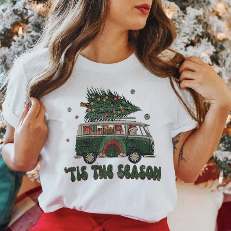 Women's New Product Merry Christmas Christmas Theme Christmas Tree plus size Trendy Top T-Shirt Women