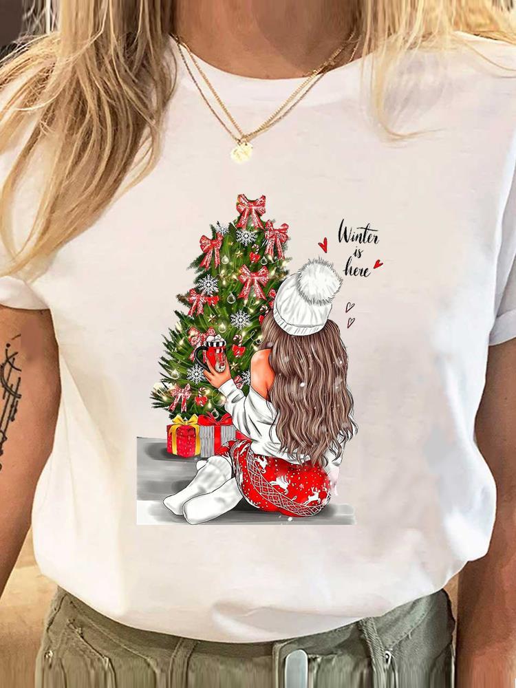 Wholesale ladies blouse supply Christmas happy fashion cartoon bottoming shirt clothes