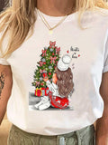 Wholesale ladies blouse supply Christmas happy fashion cartoon bottoming shirt clothes