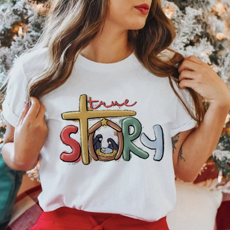 Women's New Product Merry Christmas Christmas Theme Christmas Tree plus size Trendy Top T-Shirt Women