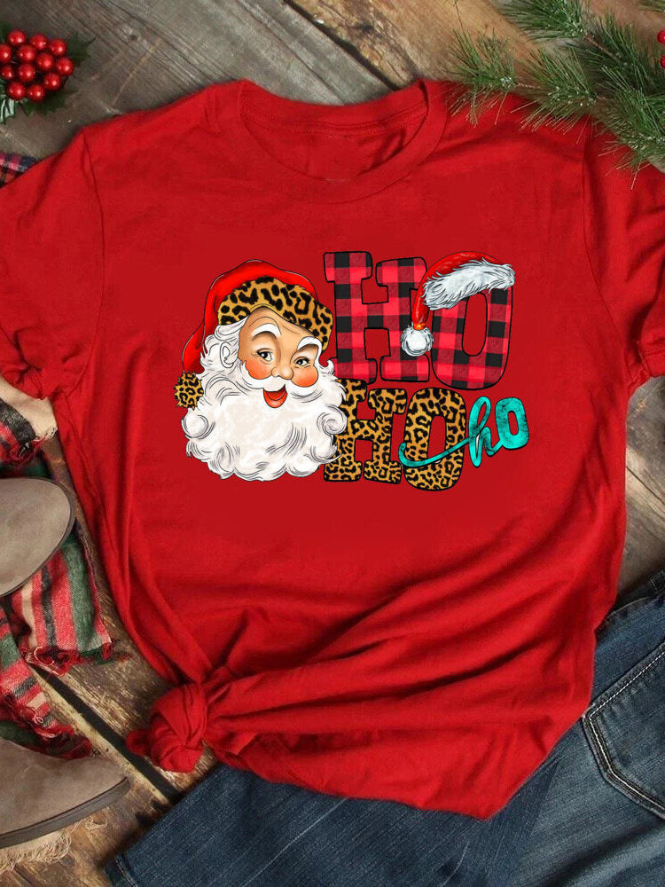 Fashion Merry Chrismas Christmas 2026 New Year Santa Claus Round Neck plus size Clothes Women