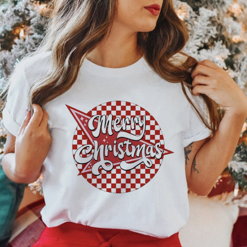 Women's New Product Merry Christmas Christmas Theme Christmas Tree plus size Trendy Top T-Shirt Women