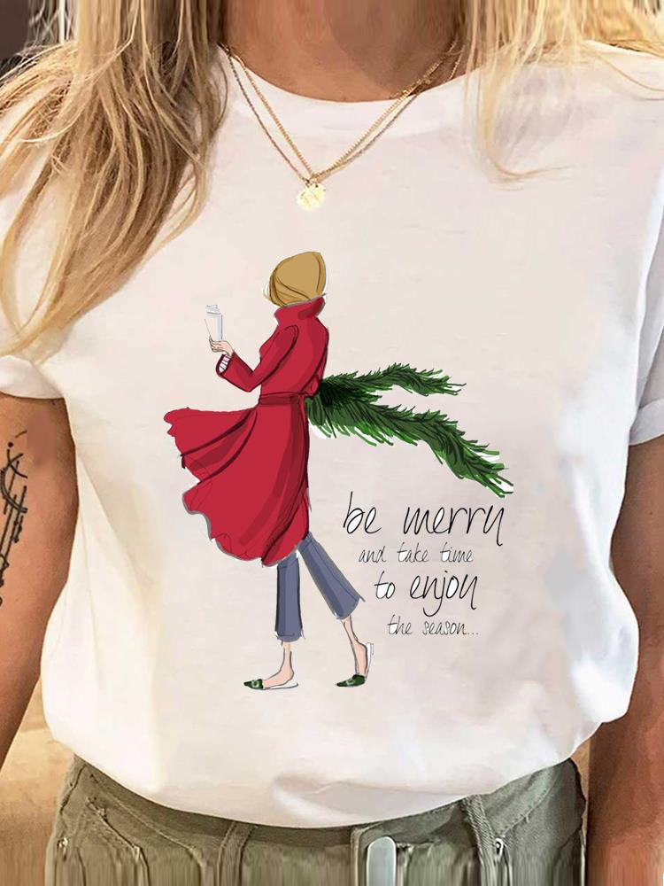 Wholesale ladies blouse supply Christmas happy fashion cartoon bottoming shirt clothes