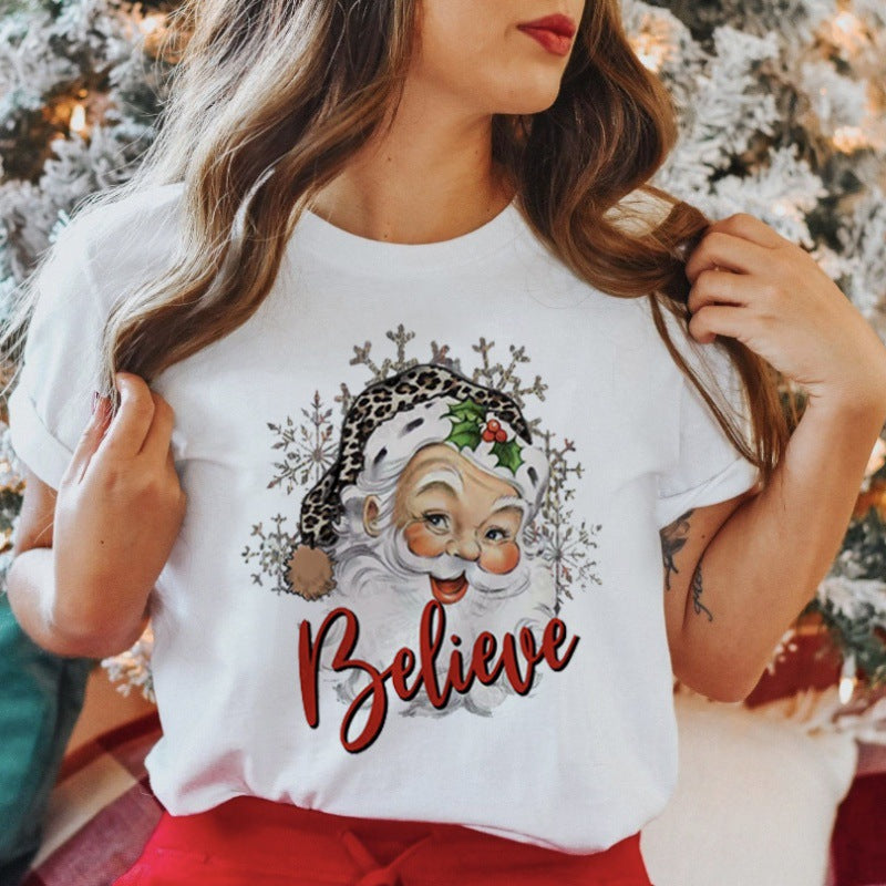 Women's New Product Merry Christmas Christmas Theme Christmas Tree plus size Trendy Top T-Shirt Women