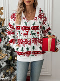 Flash velvet cross-border autumn and winter new European and American women's Amazon long sleeve cardigan Christmas printed plush coat