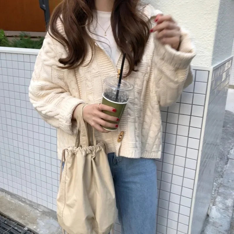 Autumn Winter Fashion Cardigan Sweater Women Knitted Coats Female Long Sleeve Solid Casual Knit Jacket Cardigans Tops Knitwear