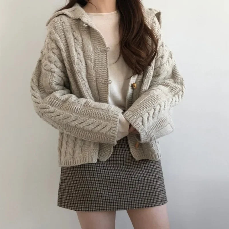 Autumn Winter Fashion Cardigan Sweater Women Knitted Coats Female Long Sleeve Solid Casual Knit Jacket Cardigans Tops Knitwear