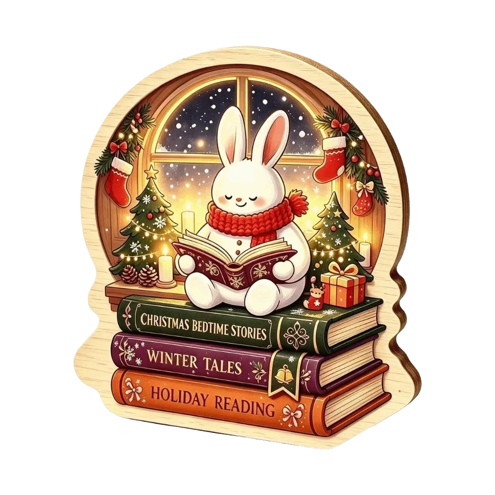 Christmas Theme Wooden Christmas Decoration Star Shape Snowman Deer Xmas Wall Art 2D Print Rabbit Wall Decor Home Decoration