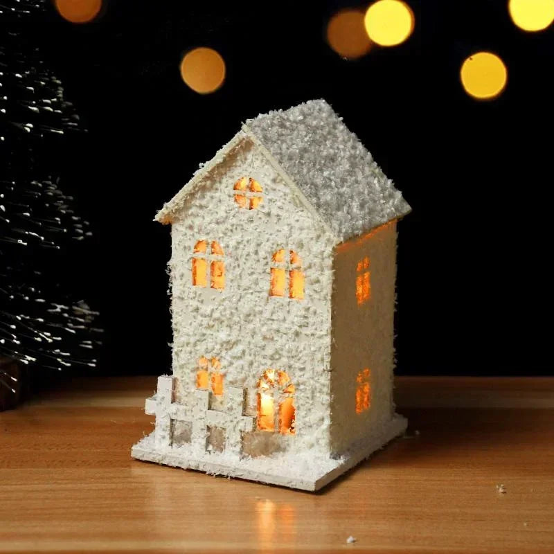 Creative Christmas House Decoration With LED Lights Shining Snowflake Ornament For Xmas Home Tabletop Holiday Party Decor