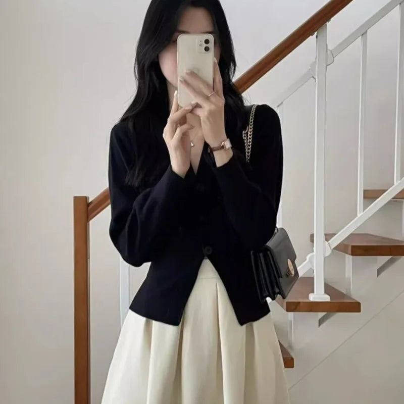 Long Sleeve Knitted Cardigans Shirt Women Sweater Coats Autumn Spring Fashion Female Casual Elastic Knit Cardigan Tops Knitwear