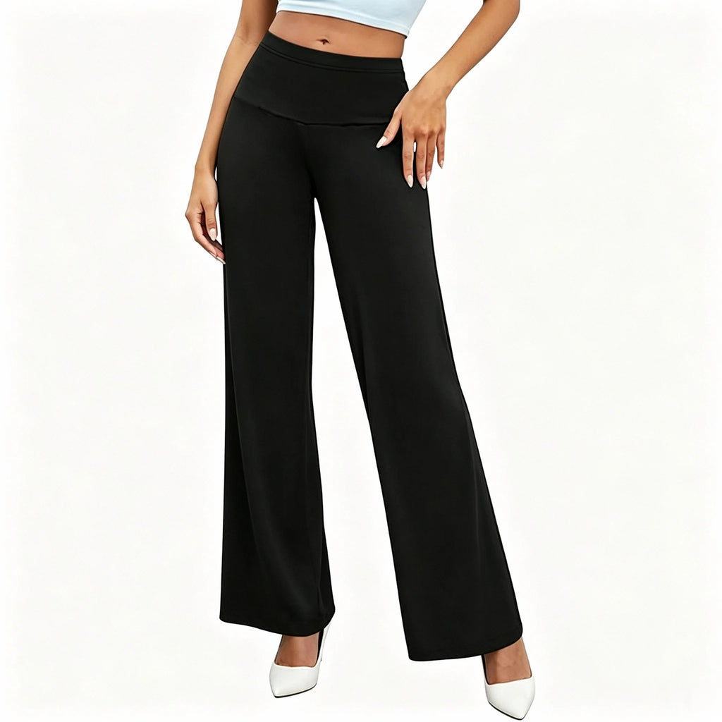Women`s Wide Leg Pants High Waist Casual Office Wear 2026 Autumn Solid Black Business Daily Loose Fit Straight Long Trousers XXL