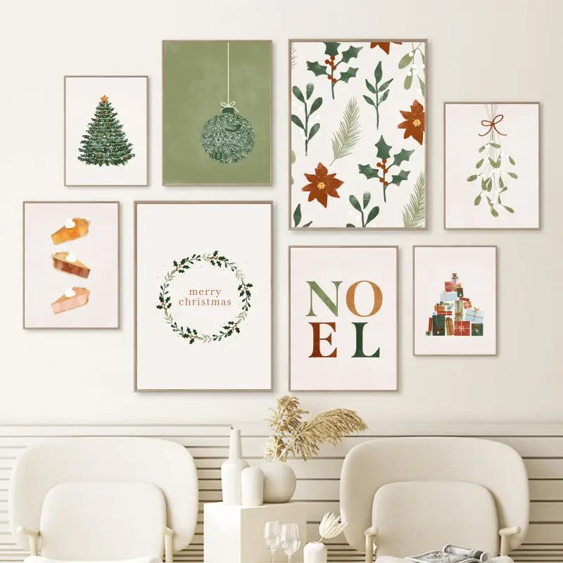 Christmas Decor Tree Garland Wall Art Canvas Painting Nordic Posters and Prints Merry Christmas Picture Living Room Home Decor