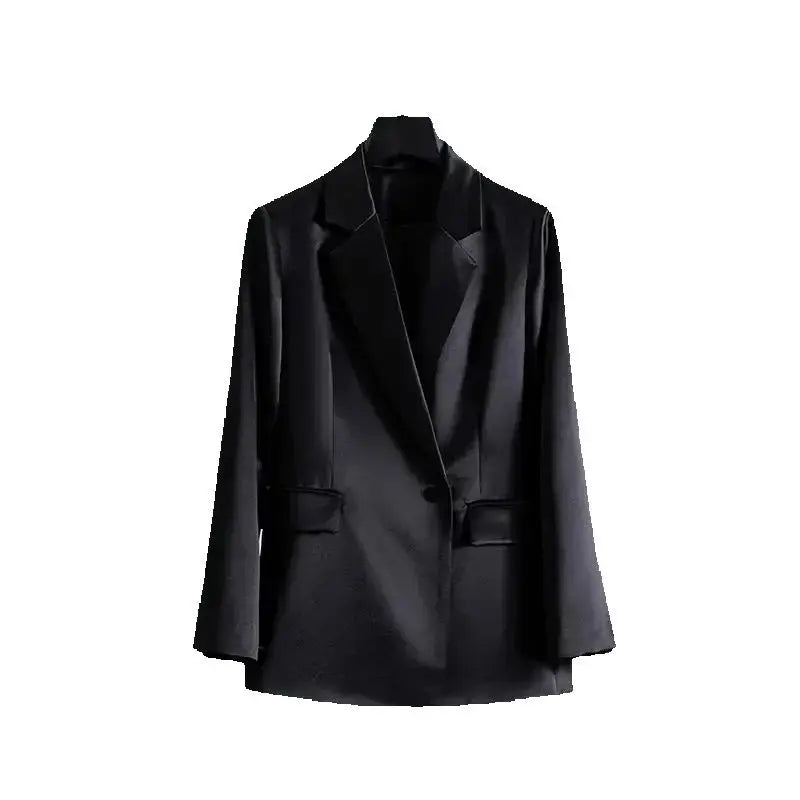 Women Outerwear for Spring and Summer 2026 New Flowing Satin Suit Light Luxury High-end Loose top Temperament Slimming Outerwear