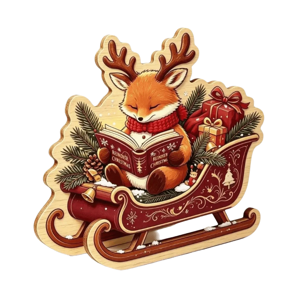 Christmas Theme Wooden Christmas Decoration Star Shape Snowman Deer Xmas Wall Art 2D Print Rabbit Wall Decor Home Decoration