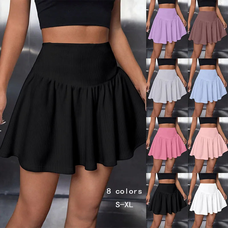 Women's Sexy Mini Skirt Summer Solid Color Y2K Style Slim Fit Casual High Waist Skirt for Women
