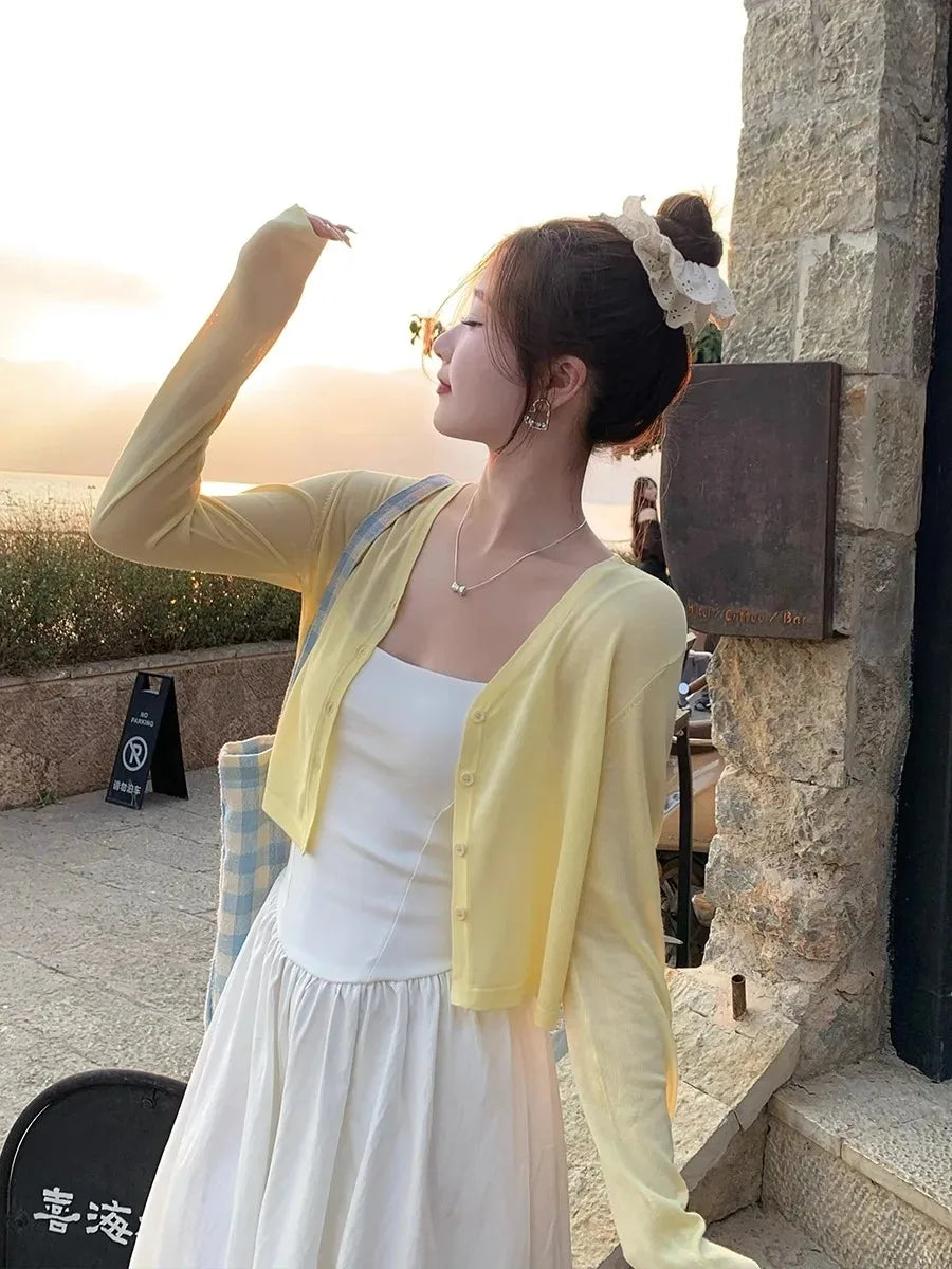 Sweaters Knitted Sweater Women Cardigans New Long Sleeve Sueters De Mujer V-Neck Black Knit Sweater Cardigan Women Tops