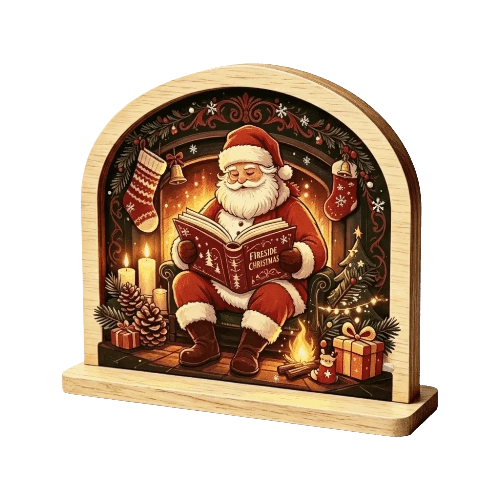 Christmas Theme Wooden Christmas Decoration Star Shape Snowman Deer Xmas Wall Art 2D Print Rabbit Wall Decor Home Decoration