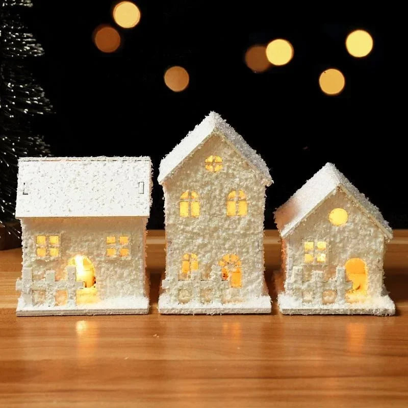Creative Christmas House Decoration With LED Lights Shining Snowflake Ornament For Xmas Home Tabletop Holiday Party Decor