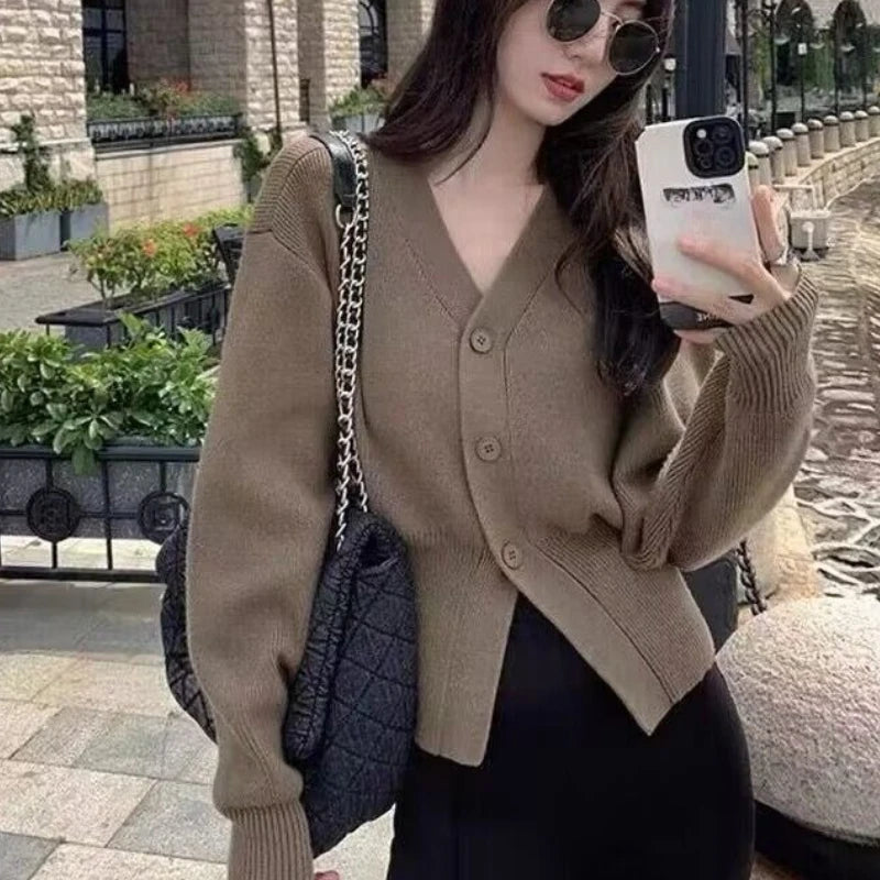 Long Sleeve Knitted Cardigans Shirt Women Sweater Coats Autumn Spring Fashion Female Casual Elastic Knit Cardigan Tops Knitwear