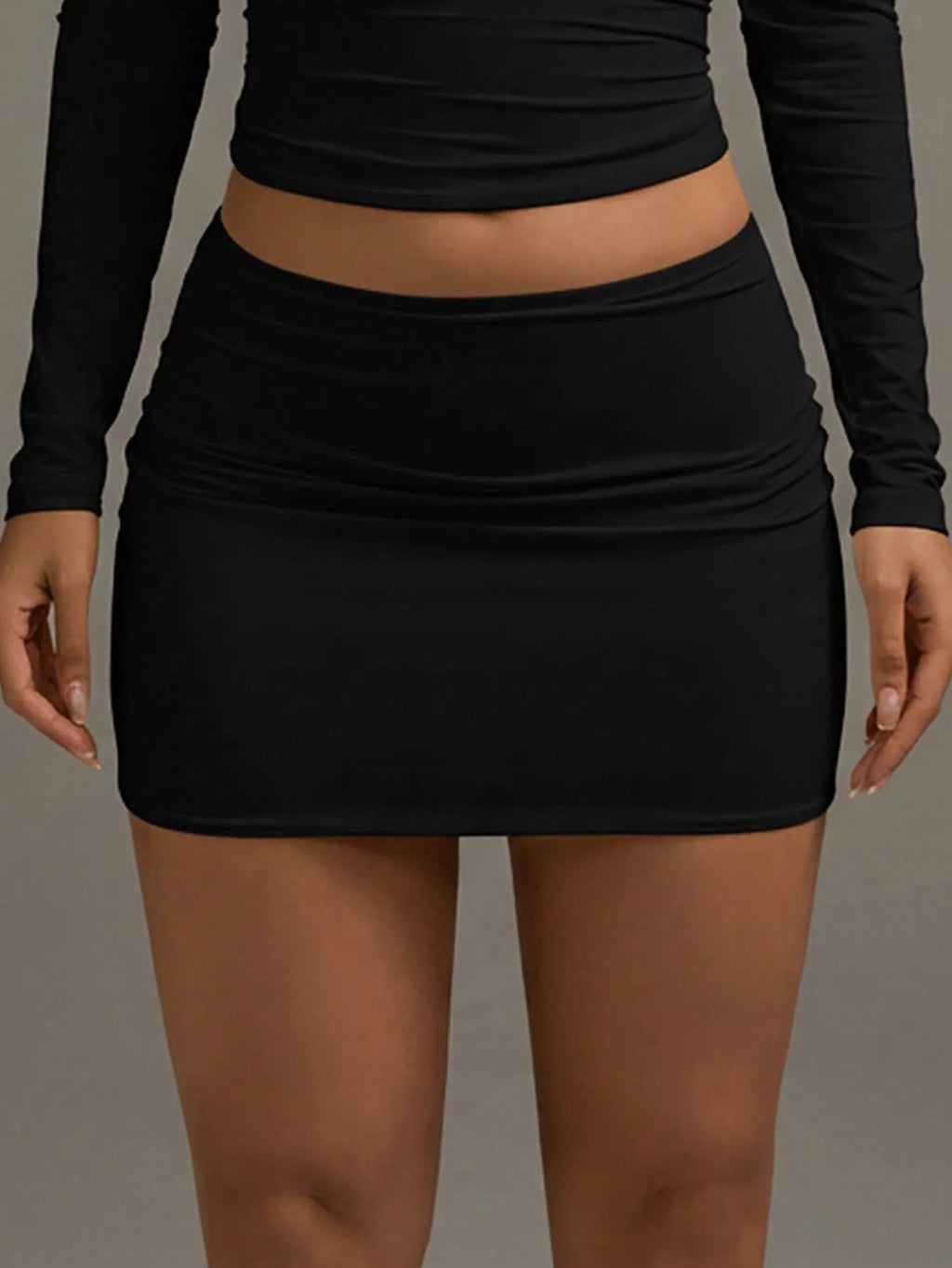 Women's Mini Skirt, Black Elastic Waist Bodycon Elegant Short Skirt
