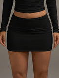 Women's Mini Skirt, Black Elastic Waist Bodycon Elegant Short Skirt