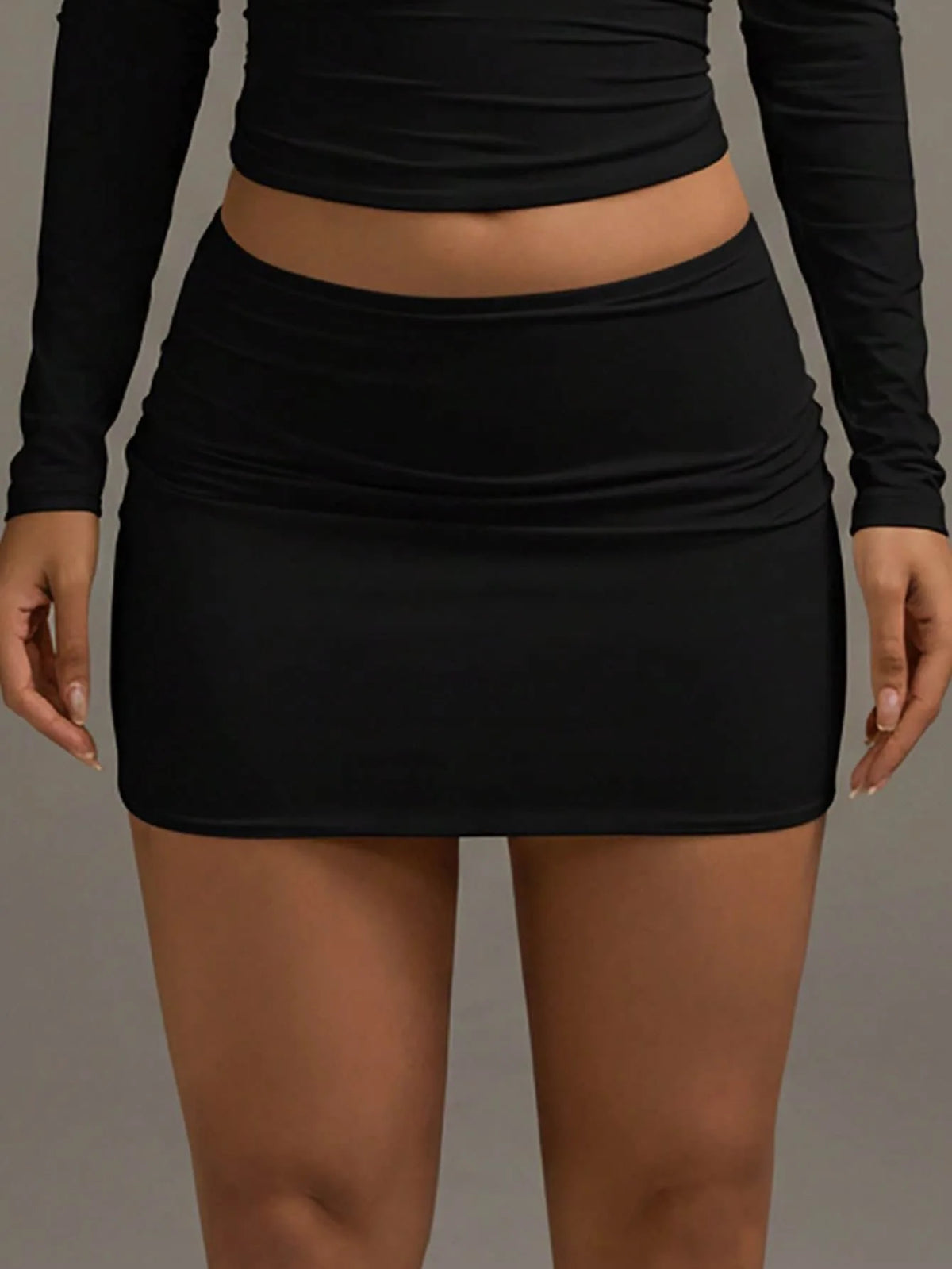 Women's Mini Skirt, Black Elastic Waist Bodycon Elegant Short Skirt