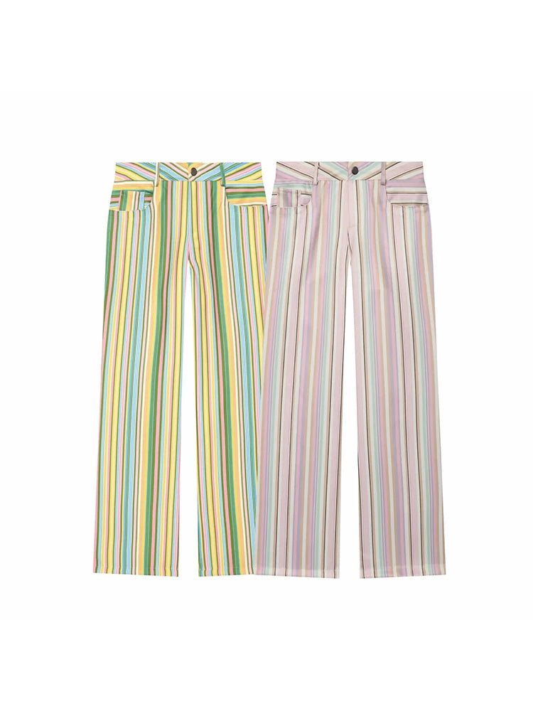 Women Wide Leg Pants Office Women Pockets Pleated Long Trousers Fashion Female Casual Spring Summer Streetwear Pants
