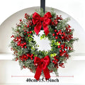 Christmas Decor Wreath with Bow with Red Berries Including Cranberries and Holly for Indoor and Outdoor Decoration