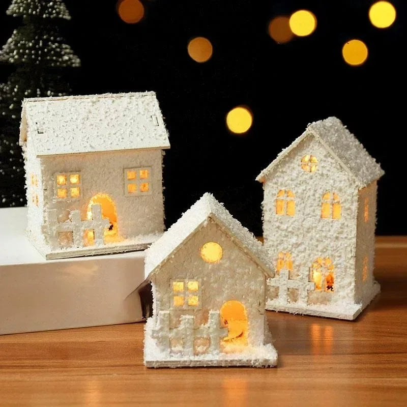 Creative Christmas House Decoration With LED Lights Shining Snowflake Ornament For Xmas Home Tabletop Holiday Party Decor