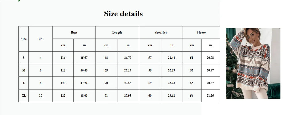 2026 New Winter Christmas Sweater for Women Jacquard Knitted Long Sleeve Warm Deer Print Pullover Tops Knitwear