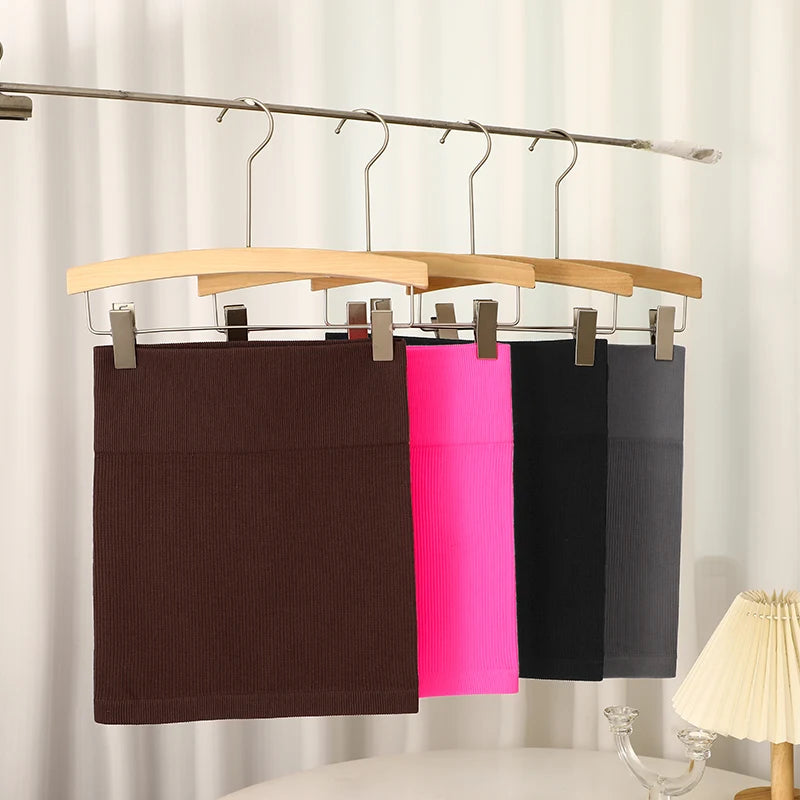 Spring Summer New High Waist Elastic Business Women Mini Skirt Black Slimming Knitted Half Body Skirt Professional Work