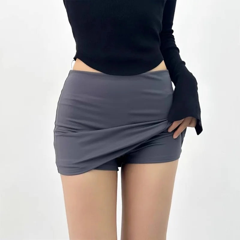 Women Low Rise Mini Skirt With Take The Short Cut Detail Slim Fit Mini Skort