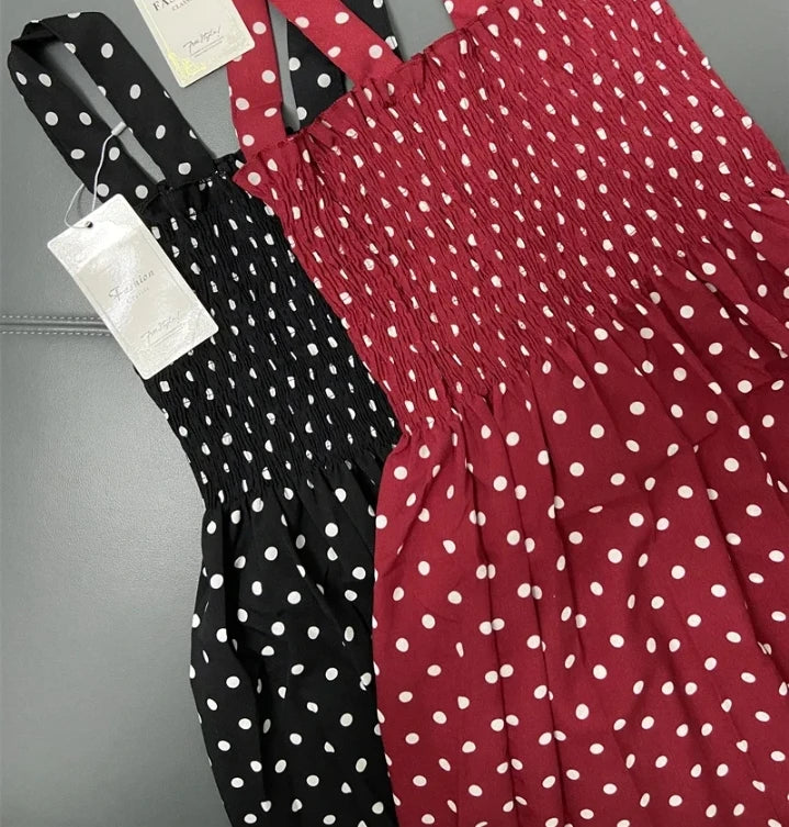Summer Befree Beach Long Vintage Dots Casual Ruffles Elegant Maxi Strap Camis Silky 5XL Dress Vestidos Sexy Women